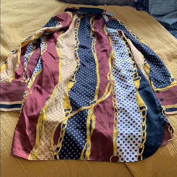 Long Sleeve Multicolored Print Blouse - Picture 2 of 5